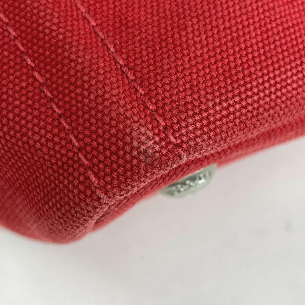 Prada Canapa Tote Shoulder Bag Perforated Canvas Red - Picture 3 of 7